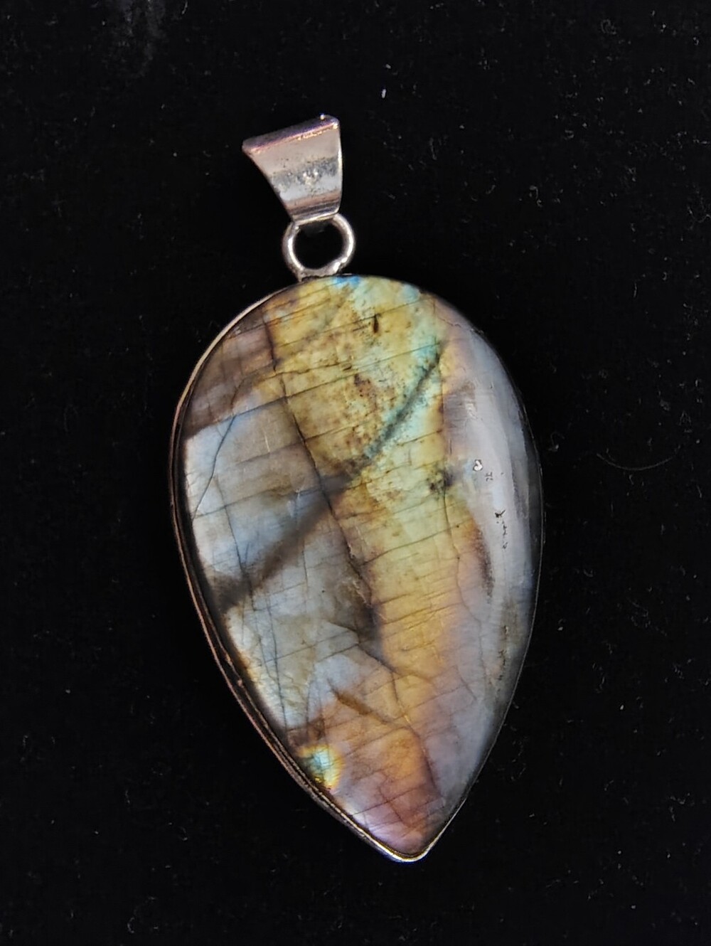 Multi Fire Labradorite Teardrop Pendant